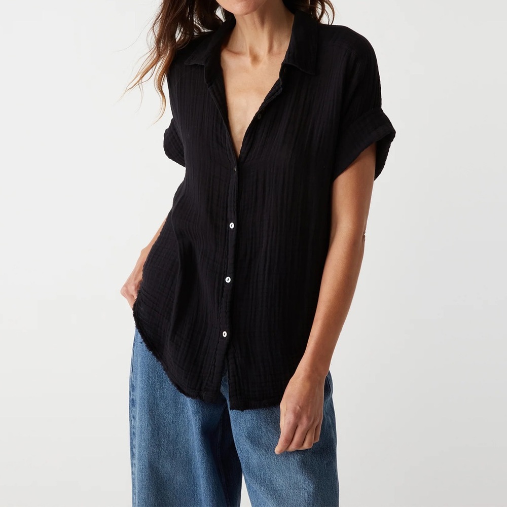Michael Stars Black Short Sleeve Button-Down Shirt